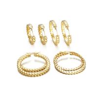 Titanium Steel Hoop Earring, gold color plated & for woman 