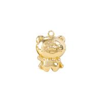 Animal Brass Pendants, Tiger, gold color plated 