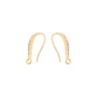 Brass Hook Earwire, gold color plated, DIY & micro pave cubic zirconia 