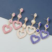 Zinc Alloy Rhinestone Drop Earring, Heart, high quality plated, fashion jewelry & for woman & with rhinestone 