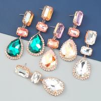 Zinc Alloy Rhinestone Drop Earring, high quality plated, fashion jewelry & for woman & with glass rhinestone 