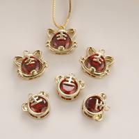 Animal Brass Pendants, Tiger, gold color plated 