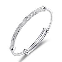 Brass Bangle, silver color plated, Adjustable & for woman 