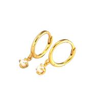 Boucle d'oreille goutte argent sterling, Argent sterling 925, avec perle de plastique, Placage de couleur d'or, pour femme, 18.2mm, Vendu par paire