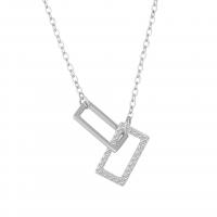 Sterling Silver Jewelry Necklace, 925 Sterling Silver, plated, for woman & with rhinestone & hollow Approx 17.7 Inch 