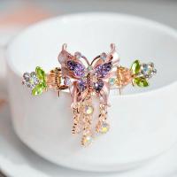 Hair Claw Clips, Zinc Alloy, Butterfly, gold color plated, Tole Paintng & for woman & with rhinestone 