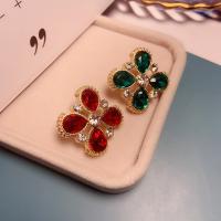Crystal Brooch, Zinc Alloy, with Crystal, Flower, gold color plated, for woman & with rhinestone 25mm 