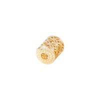 Brass Spacer Beads, Column, gold color plated, hollow 