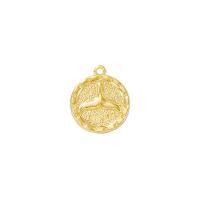 Brass Jewelry Pendants, Flat Round, gold color plated 
