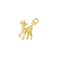 Латунные Подвески в форме животного, Латунь, Олень, плакирован золотом продается PC