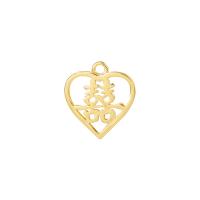 Brass Heart Pendants, gold color plated, hollow 