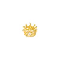 Brass Spacer Beads, Crown, gold color plated, micro pave cubic zirconia 