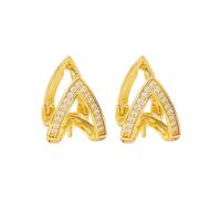 Brass Earring Drop Component, gold color plated, DIY & micro pave cubic zirconia 