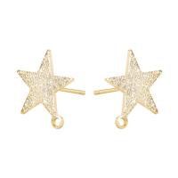 Brass Earring Drop Component, Star, gold color plated, DIY 