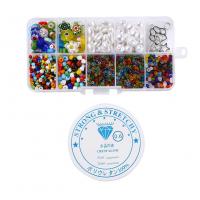 Perlas de plástico ABS Abalorio, con Sedal & Cristal de murano & Vidrio, Bricolaje, multicolor, 130x70x23mm, Vendido por Caja