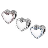 Stainless Steel European Beads, 316 Stainless Steel, Heart, DIY & with rhinestone Approx 4mm 