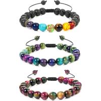Gemstone Bracelets, with Polyester Cord & Zinc Alloy, plated & adjustable & with rhinestone 8mm .09 Inch 