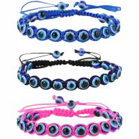 Evil Eye Jewelry Bracelet, Polyester Cord, with Lampwork, handmade, Unisex & adjustable .09 Inch 
