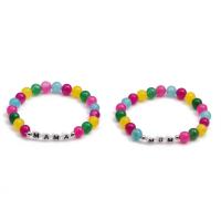 Marbre teint Bracelet en perles, avec Acrylique, Rond, élastique & styles différents pour le choix & émail, couleurs mélangées, 8mm cm, Vendu par PC