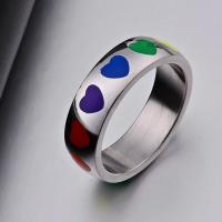 Enamel Stainless Steel Finger Ring, 304 Stainless Steel, fashion jewelry & Unisex original color 
