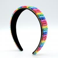 Hair Bands, Velveteen, fashion jewelry & for woman & with rhinestone, rainbow colors, 30mm 