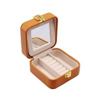 Multifunctional Jewelry Box, PU Leather, with Flocking Fabric, Square, gold color plated, Double Layer & dustproof 