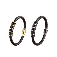 PU Leather Cord Bracelets, with 304 Stainless Steel, plated, fashion jewelry 