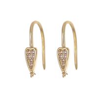 Brass Hook Earwire, gold color plated & micro pave cubic zirconia & for woman 