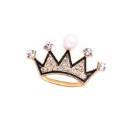 Rhinestone Zinc Alloy Brooch, with Plastic Pearl, Crown, plated, for woman & with rhinestone 