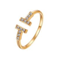Brass Cuff Finger Ring, plated, Adjustable & for woman & with rhinestone 19mm 