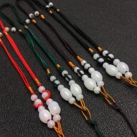 Collar de cuerda, cordón poliéster, con Cuentas de vidrio, Bricolaje, más colores para la opción, 3*2mm,7-8mm, longitud:aproximado 43-62 cm, Vendido por UD