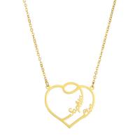 Stainless Steel Jewelry Necklace, 304 Stainless Steel, with 1.97inch extender chain, Heart, Vacuum Ion Plating, Each custom text must be less than 10 letters & fashion jewelry & for woman Approx 17.72 Inch 