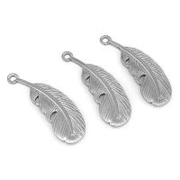 Stainless Steel Feather Pendant, 304 Stainless Steel, machine polished, fashion jewelry & DIY, original color 
