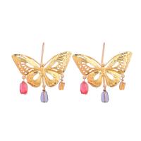 Zinc Alloy Drop Earring, with Acrylic, Butterfly, high quality plated, fashion jewelry & for woman, golden 