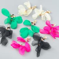 Plastic Pearl Zinc Alloy Earring, with ABS Plastic Pearl & Cloth, fashion jewelry & for woman 