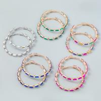 Zinc Alloy Rhinestone Hoop Earring, high quality plated, fashion jewelry & for woman & with rhinestone, multi-colored 