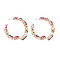 Zinc Alloy Rhinestone Stud Earring, high quality plated, fashion jewelry & for woman & with glass rhinestone, multi-colored 