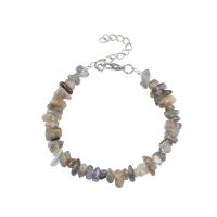 Gemstone Chip Bracelets, Natural Gravel, with Zinc Alloy, silver color plated 5-8mmm .87 Inch 