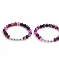 Lace Agate Bracelets, with 304 Stainless Steel & Acrylic, Round, elastic & enamel, purple, 8mm mm 