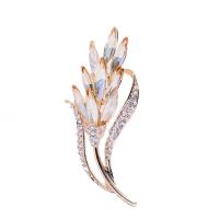 Crystal Brooch, Zinc Alloy, with Crystal, Flower, gold color plated, for woman & with rhinestone, Champagne 