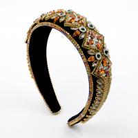 Hair Bands, Velveteen, with Sponge, fashion jewelry & for woman & with rhinestone, amber 