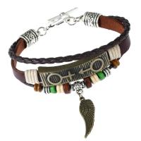 Cowhide Bracelets, with Zinc Alloy, plated, fashion jewelry 