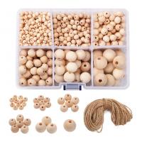 Original Wood Beads, with Plastic Box & Linen, DIY, mixed colors, 6-20mm 