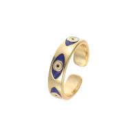 Brass Finger Ring, gold color plated, Adjustable & Unisex & enamel 