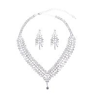 Crystal Jewelry Sets, Zinc Alloy, earring & necklace, with Crystal, platinum color plated, 2 pieces & for woman Approx 21-50 cm 