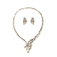 Crystal Jewelry Sets, Zinc Alloy, bracelet & earring & necklace, with Crystal, Leopard, gold color plated, three pieces & for woman Approx 21-50 cm 