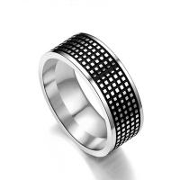 Titanium Steel Finger Ring, platinum color plated & for man & enamel, black 