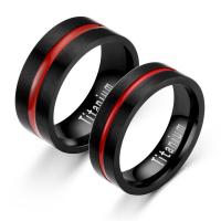 Titanium Steel Finger Ring, plated, Unisex black and red 