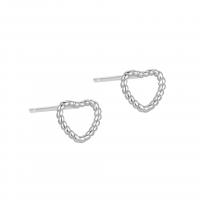 Sterling Silver Stud Earring, 925 Sterling Silver, Heart, plated, for woman & hollow 