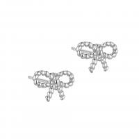 Sterling Silver Stud Earring, 925 Sterling Silver, Bowknot, plated, for woman & hollow 